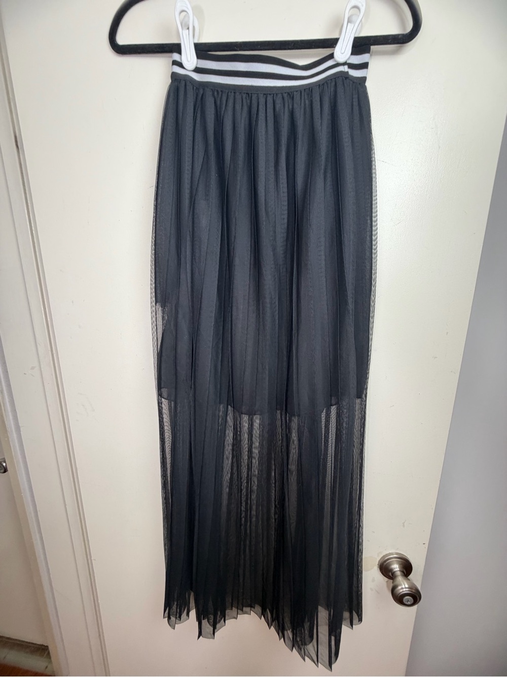 ViCOLO Black Tulle Mesh Pleated SemiSheer Layered Striped Balletcore Skirt NWOT - Picture 4 of 13